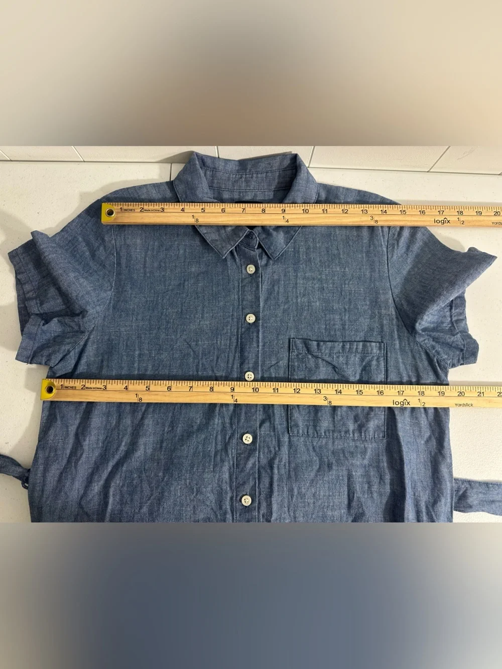 J crew Size 6 Denim Shirt Dress Womens Short Sleeve Button Down Belted Casual